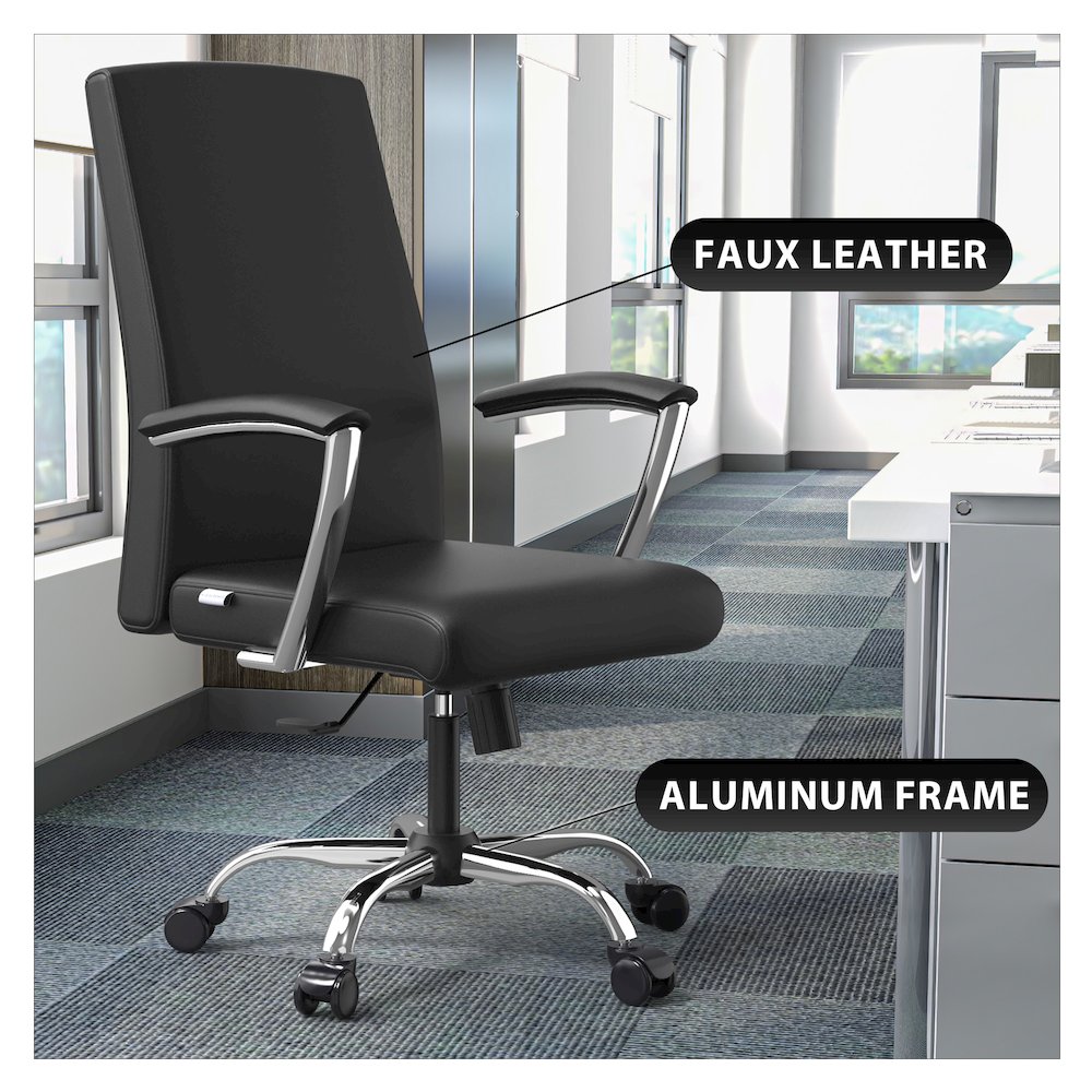 Evander Series Office Chair in Black Leather. Picture 10