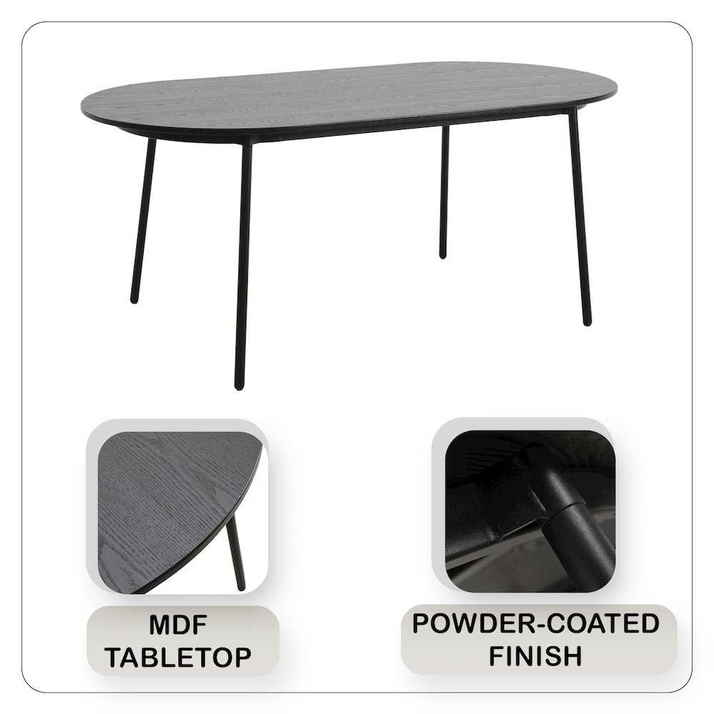 Tule 9-Piece Dining Set in Steel Frame with 8 Upholstered Seat Dining Table. Picture 30