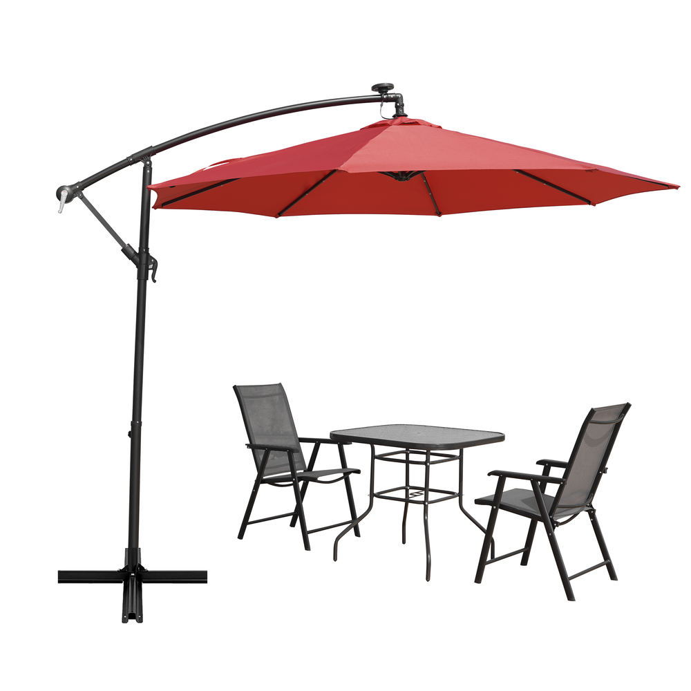 Outdoor 10 Ft Offset Cantilever Hanging Patio Umbrella With Solar Powered LED. Picture 15