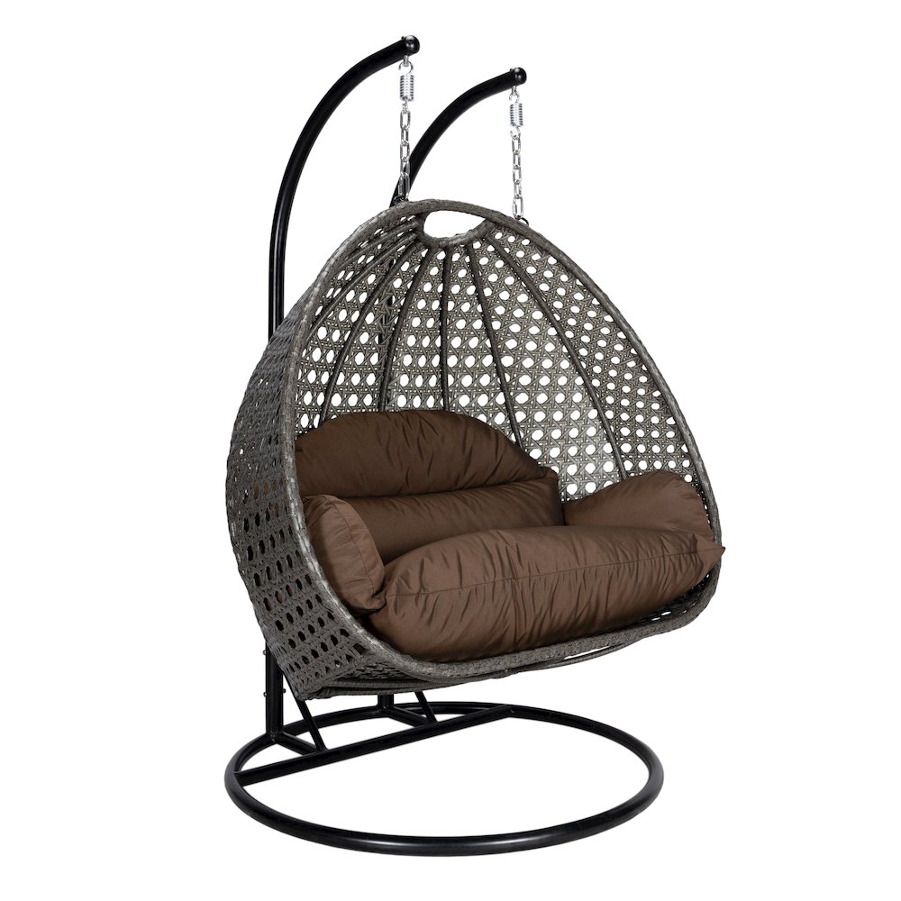 Charcoal Wicker Hanging 2 person Egg Swing Chair. Picture 1