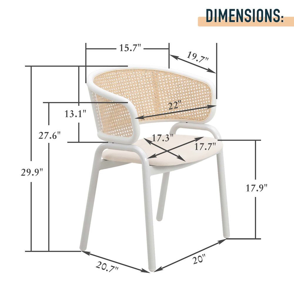 Ervilla - Dining Chair - White frame in White Leather Set of 4. Picture 7
