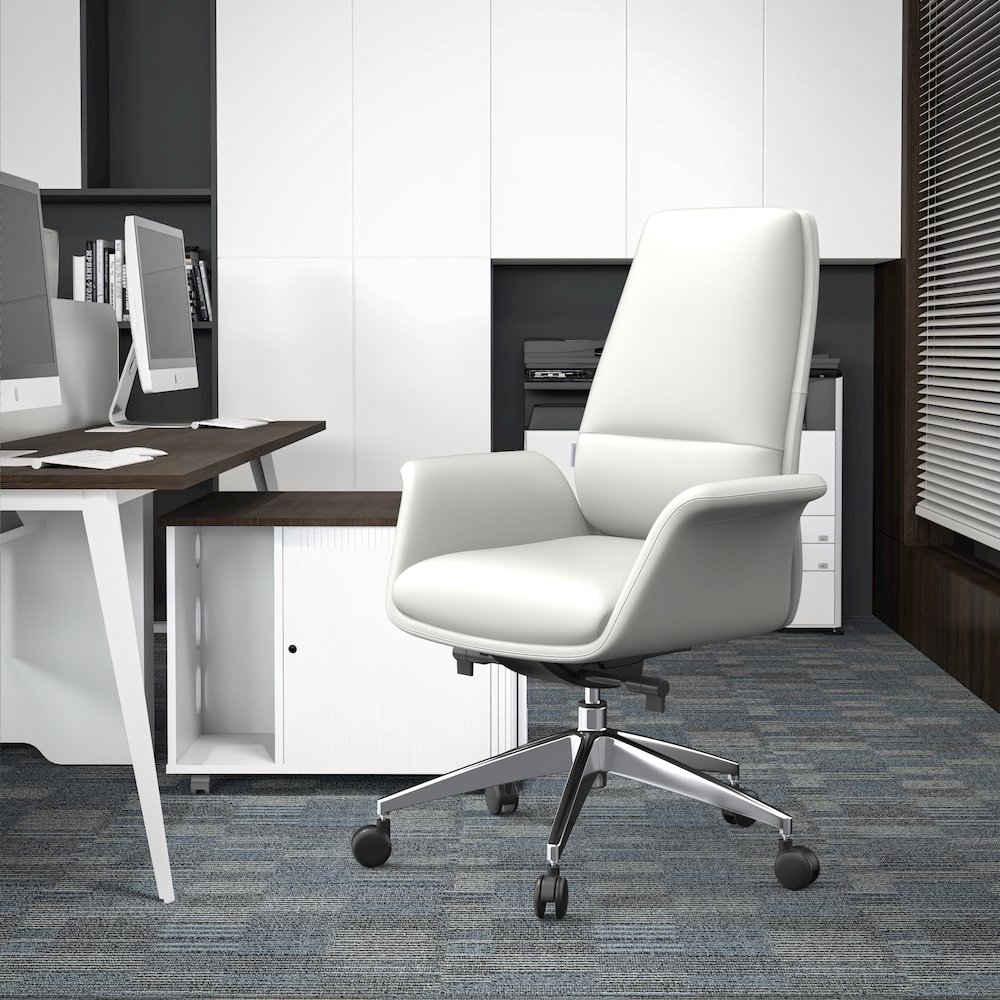 Summit Series Office Chair In White Leather. Picture 8