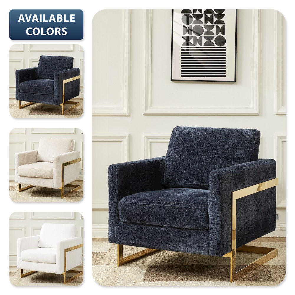 Lincoln Boucle Fabric Accent Armchair in Blue. Picture 8