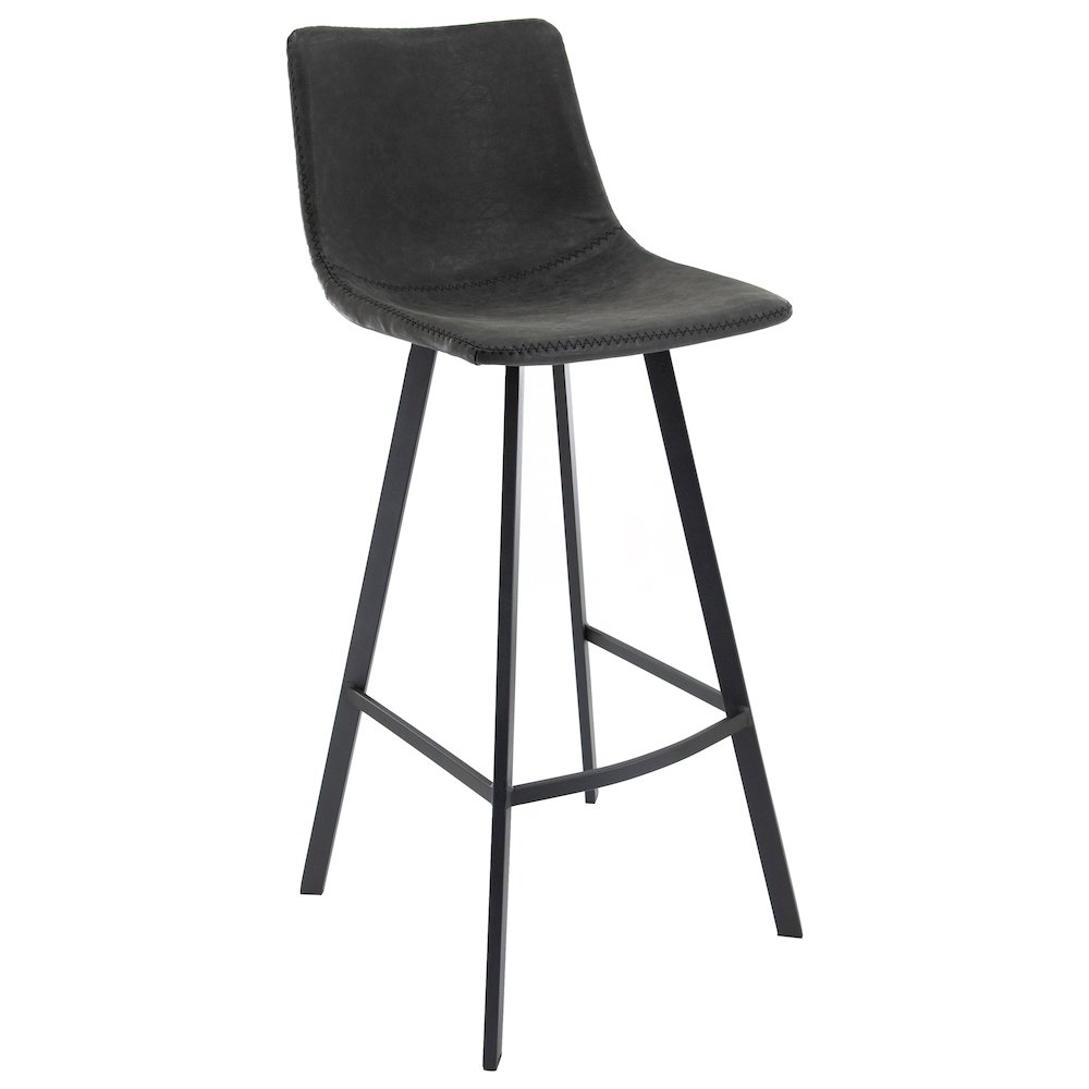 Elland Modern Upholstered Leather Bar Stool With Iron Legs & Footrest. Picture 1
