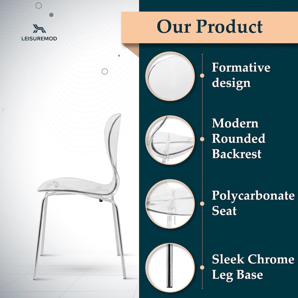 Modern Oyster Transparent Side Chair. Picture 4