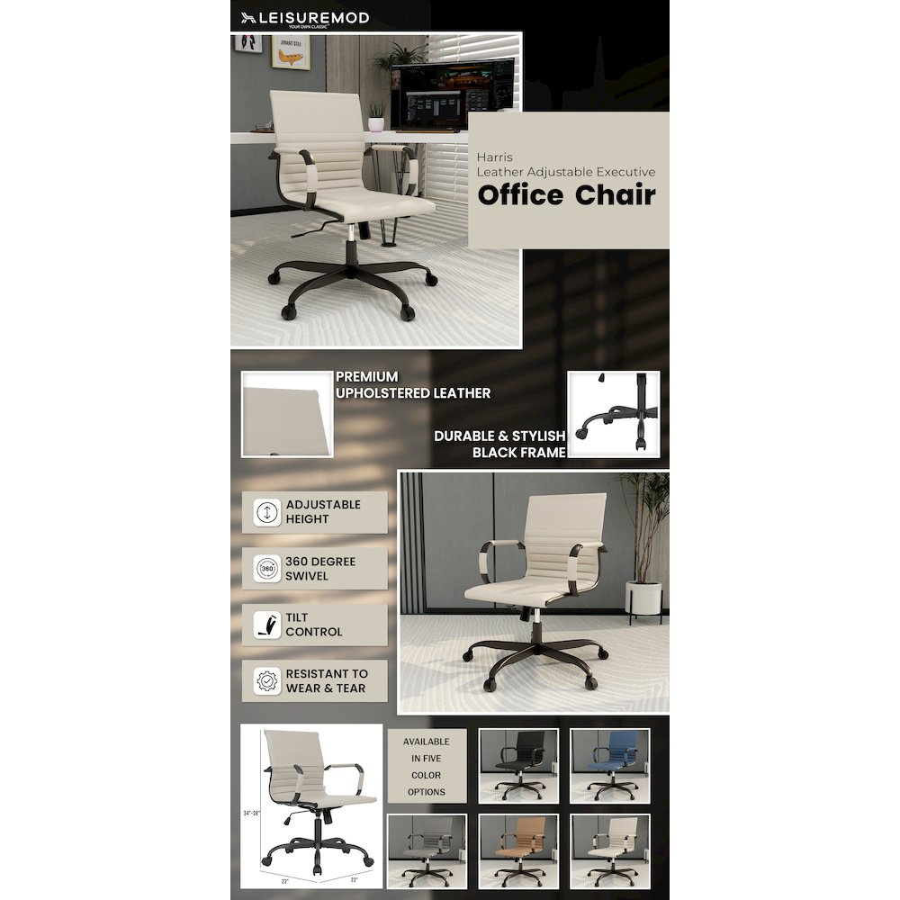 Harris Leather Home Office Chair in Tan With Black Frame. Picture 10