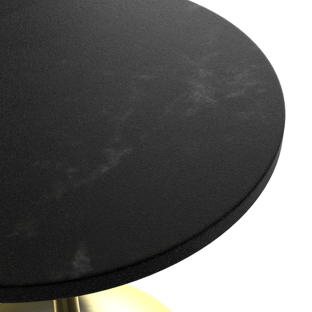 Verve Collection 27" Round Dining Table, Brushed Gold Base with Black MDF Top. Picture 15