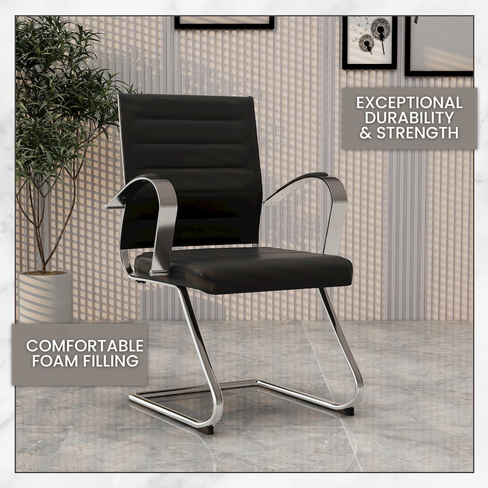 Benmar Home Leather Guest Office Chair in Black. Picture 30