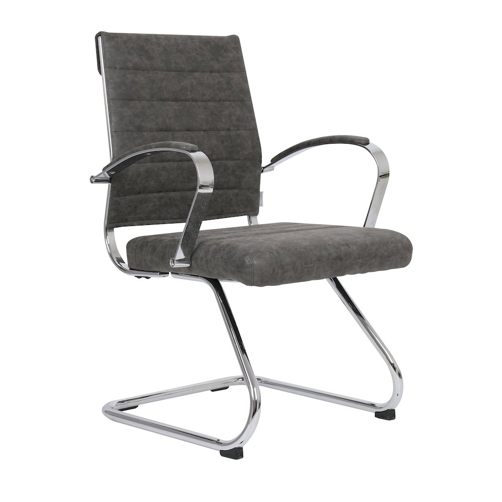 Benmar Home Leather Guest Office Chair in Charcoal. Picture 337