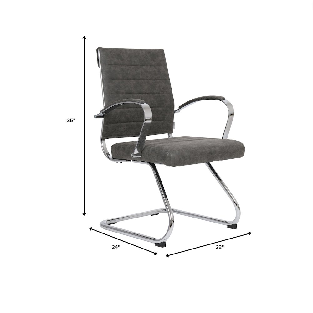 Benmar Home Leather Guest Office Chair in Charcoal. Picture 1