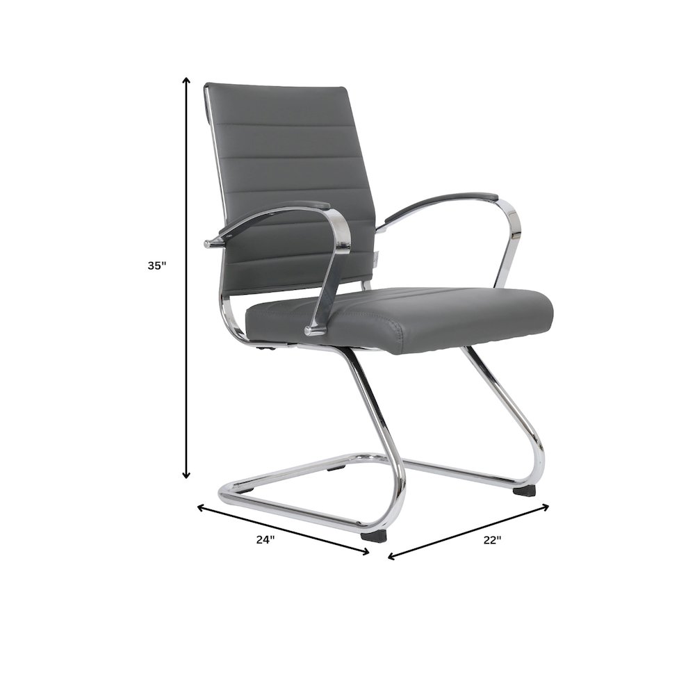 Benmar Home Leather Guest Office Chair in Grey. Picture 1