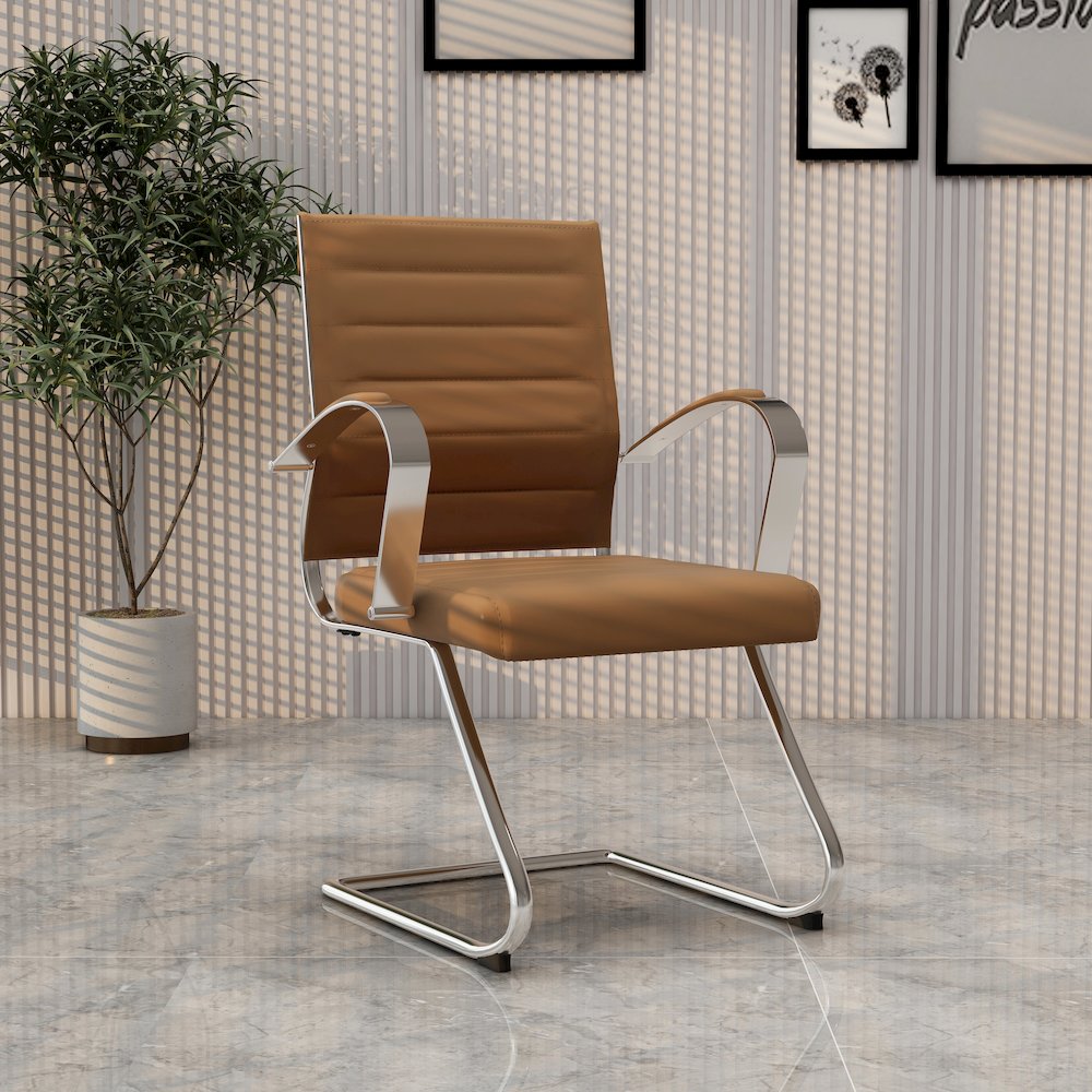 Benmar Home Leather Guest Office Chair in Charcoal. Picture 367