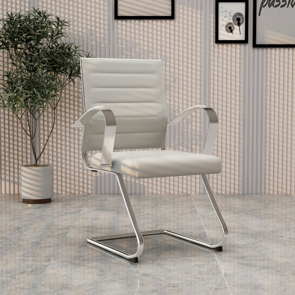 Benmar Home Leather Guest Office Chair in Charcoal. Picture 226