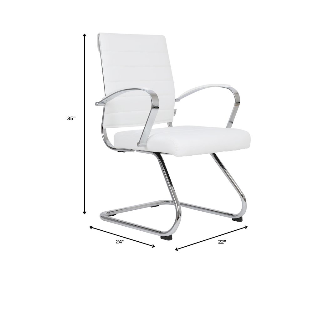 Benmar Home Leather Guest Office Chair in White. Picture 1