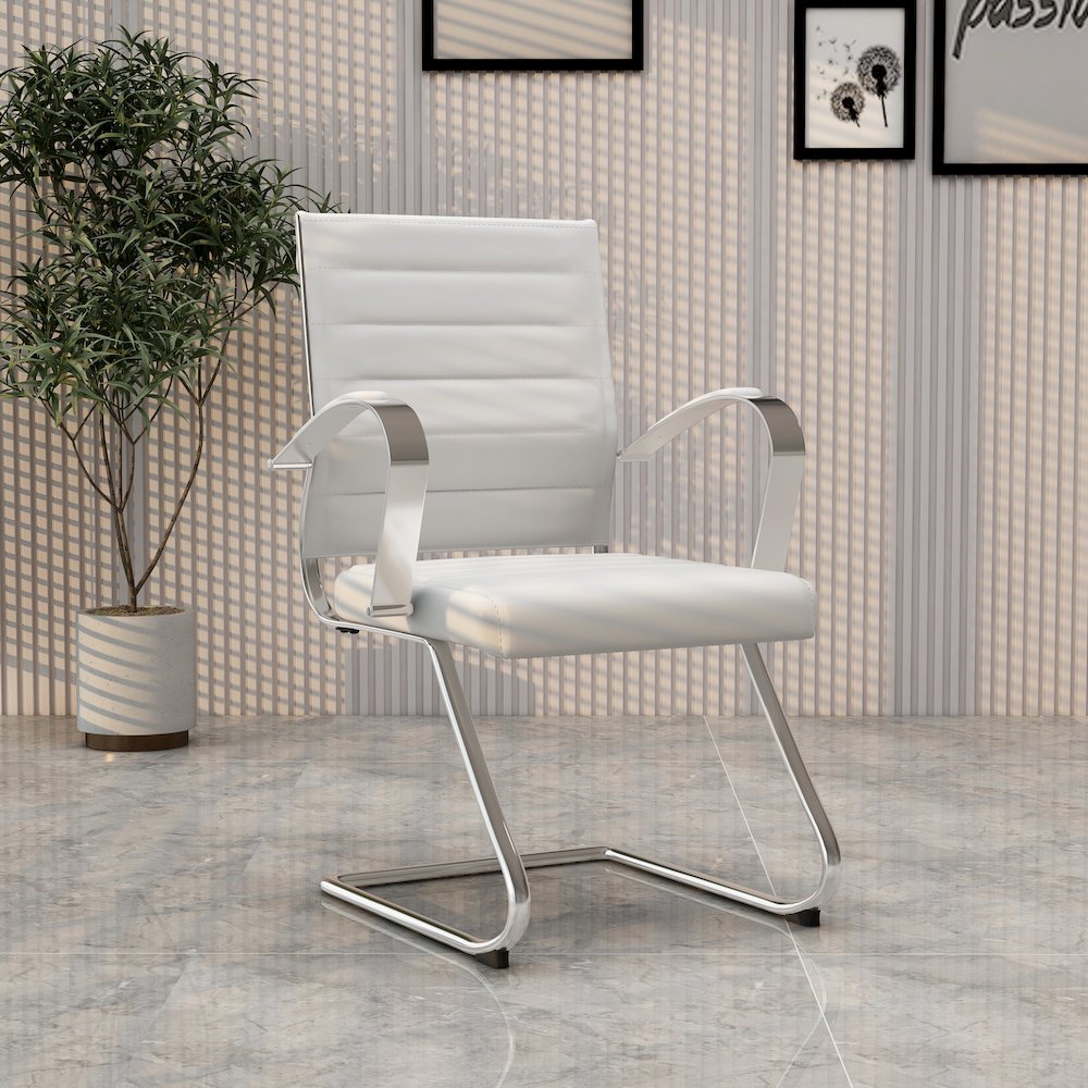 Benmar Home Leather Guest Office Chair in Charcoal. Picture 232