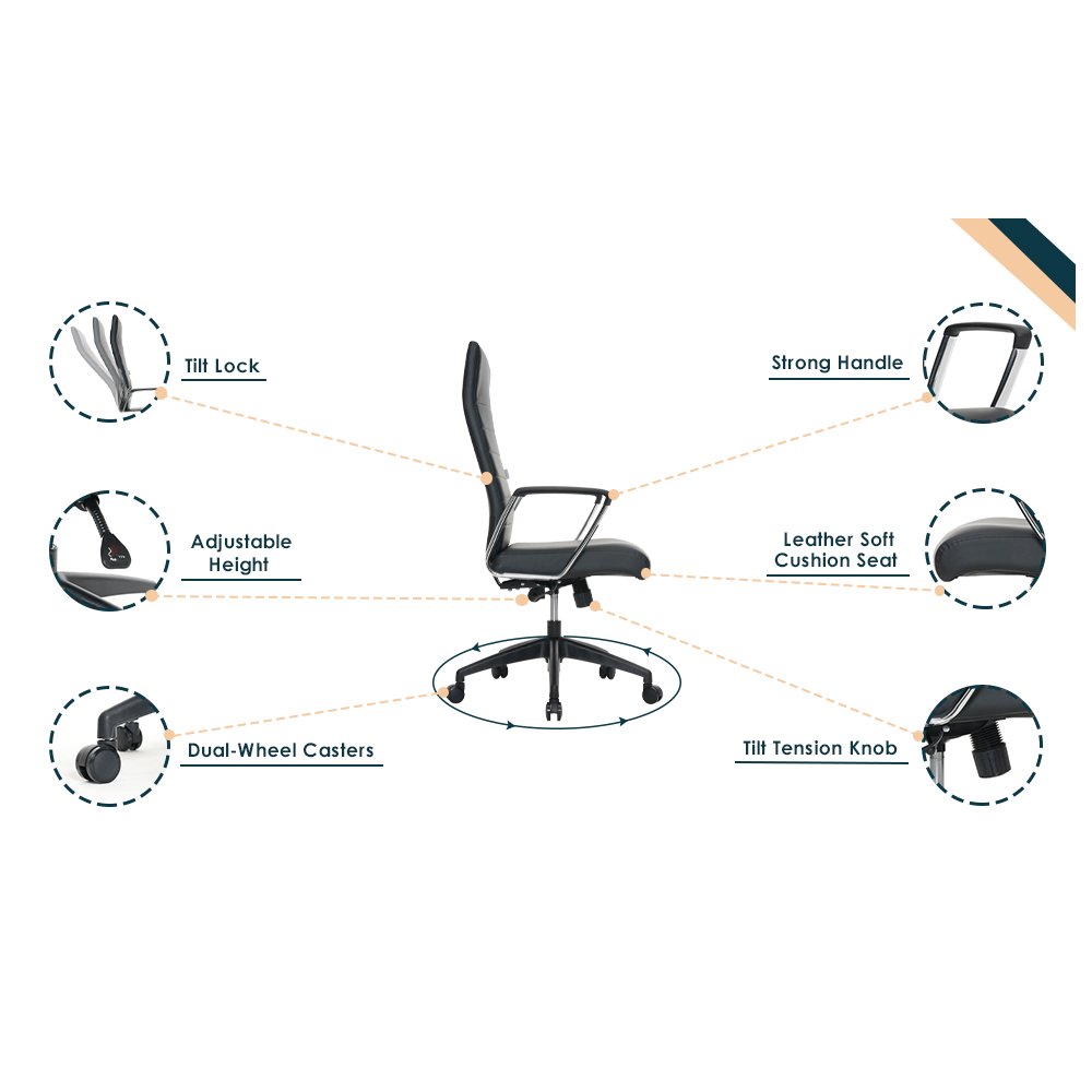 Hilton Modern High-Back Leather Office Chair. Picture 28