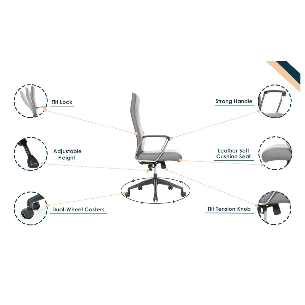 Hilton Modern High-Back Leather Office Chair. Picture 31