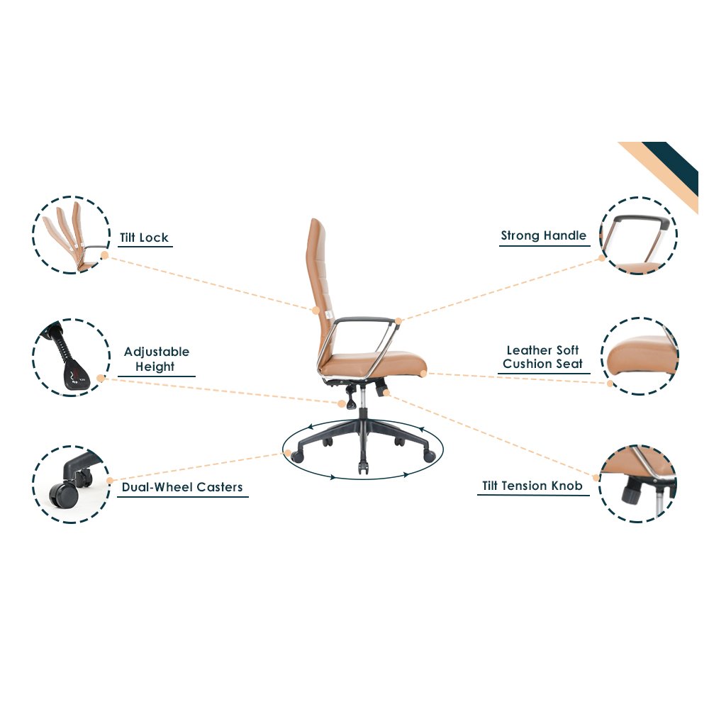 Hilton Modern High-Back Leather Office Chair. Picture 39