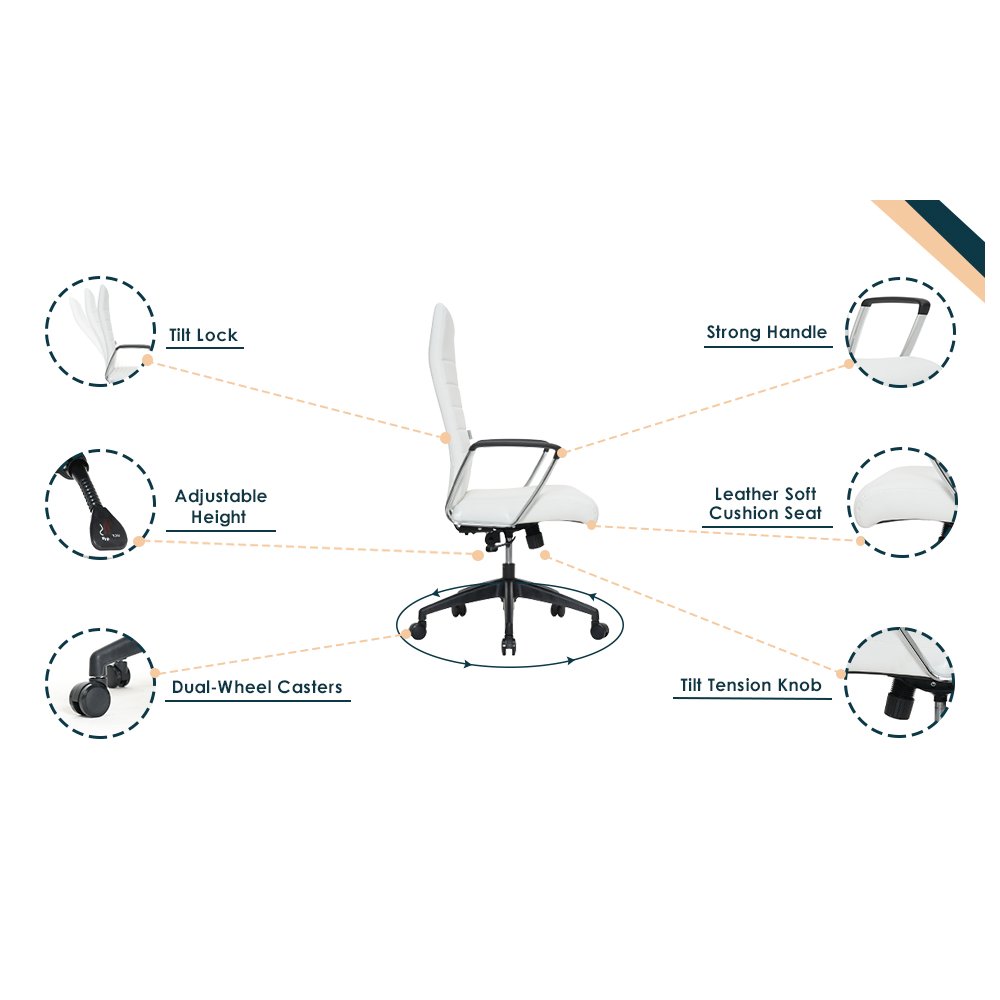 Hilton Modern High-Back Leather Office Chair. Picture 27