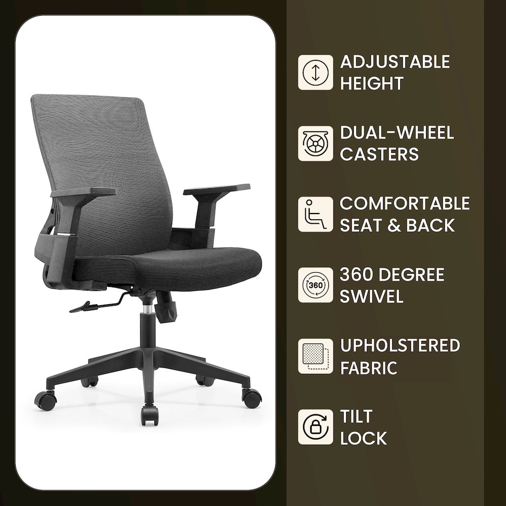 Office Brio Series Office Task Chair In Black. Picture 12