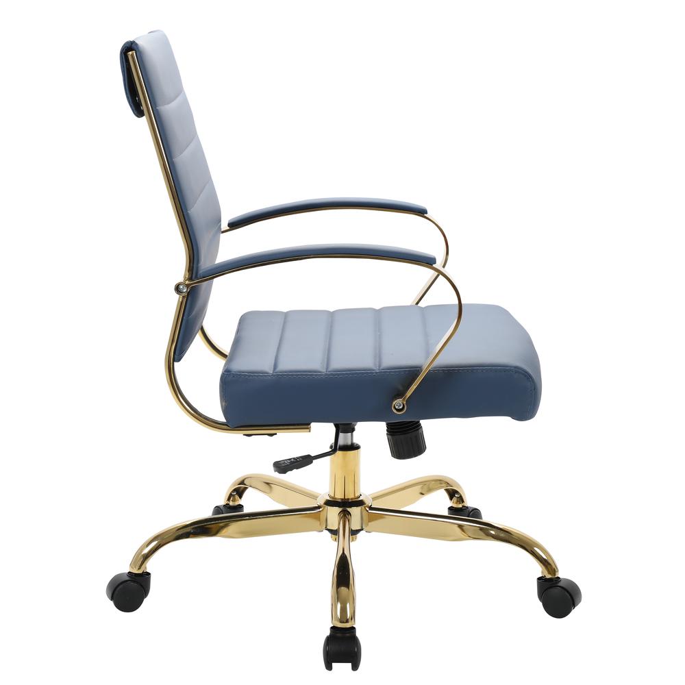 Benmar Home Leather Office Chair With Gold Frame. Picture 3