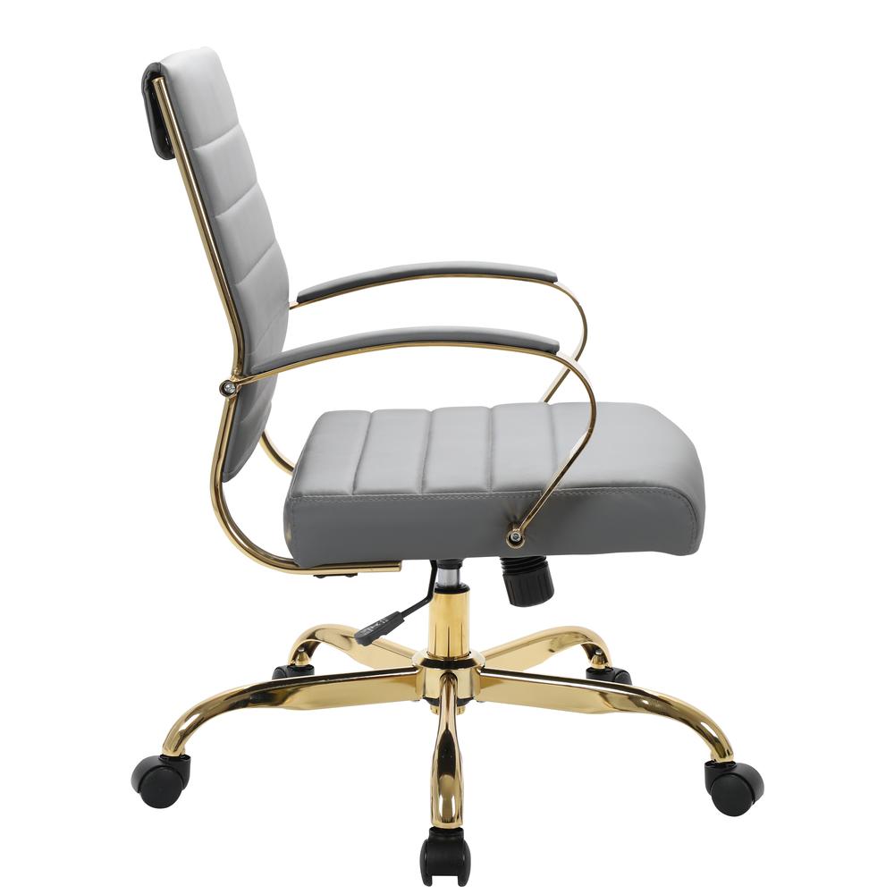 Benmar Home Leather Office Chair With Gold Frame. Picture 3