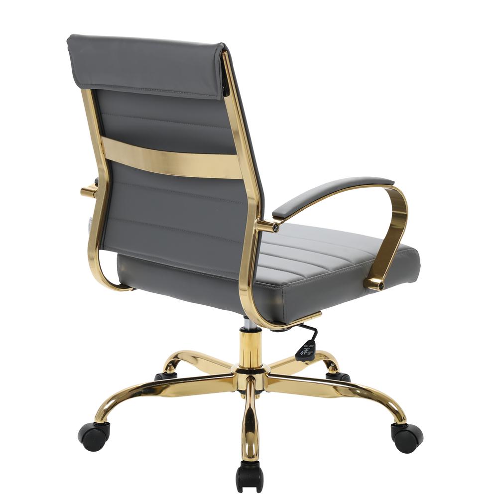 Benmar Home Leather Office Chair With Gold Frame. Picture 4