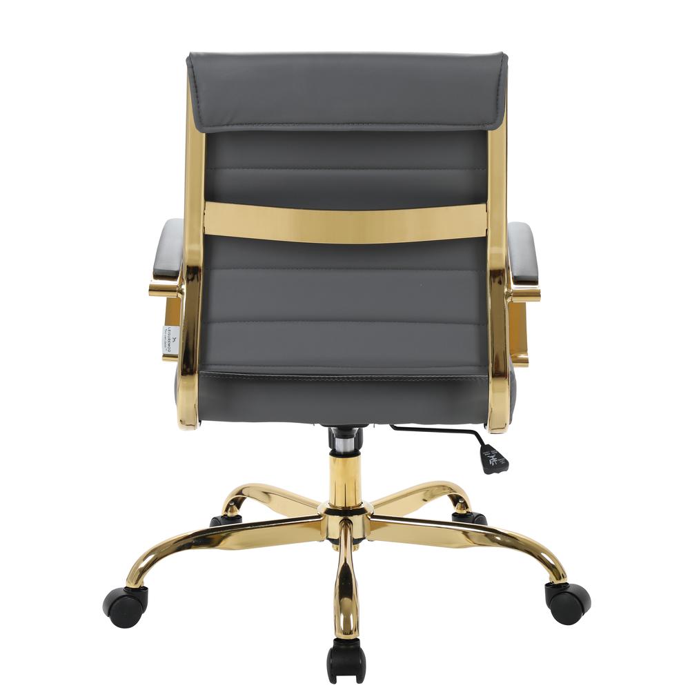 Benmar Home Leather Office Chair With Gold Frame. Picture 5