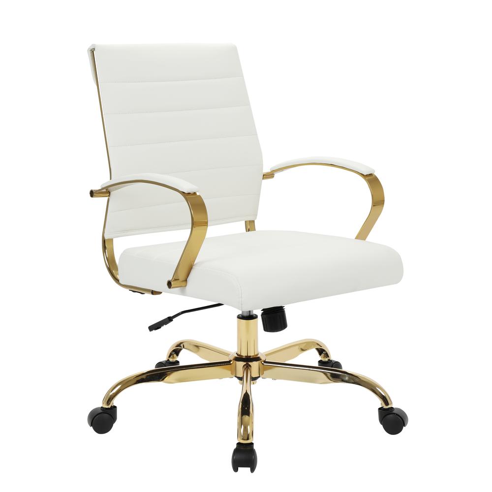 Benmar Home Leather Office Chair With Gold Frame. Picture 1