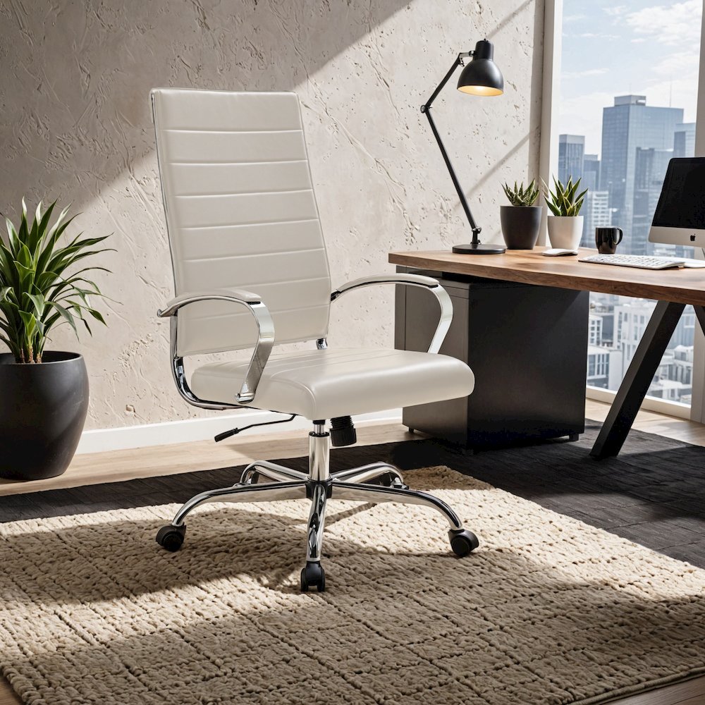 Benmar High-Back Leather Office Chair. Picture 39