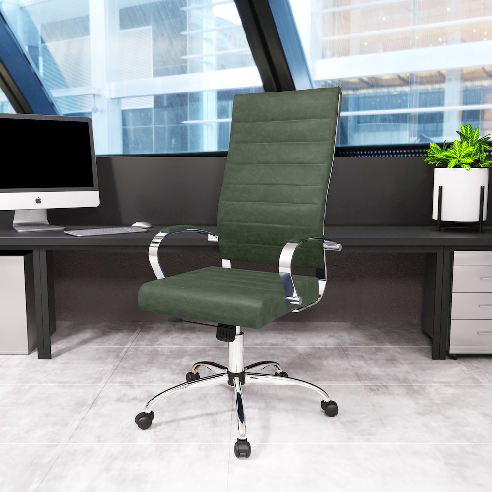 Benmar High-Back Leather Office Chair. Picture 31