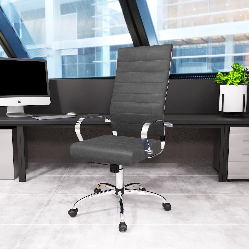 Benmar High-Back Leather Office Chair. Picture 34