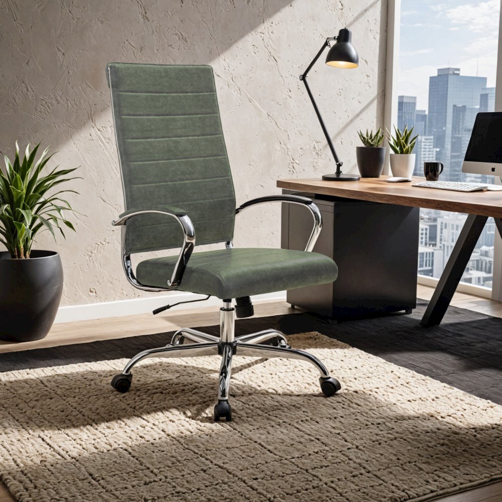 Benmar High-Back Leather Office Chair. Picture 23