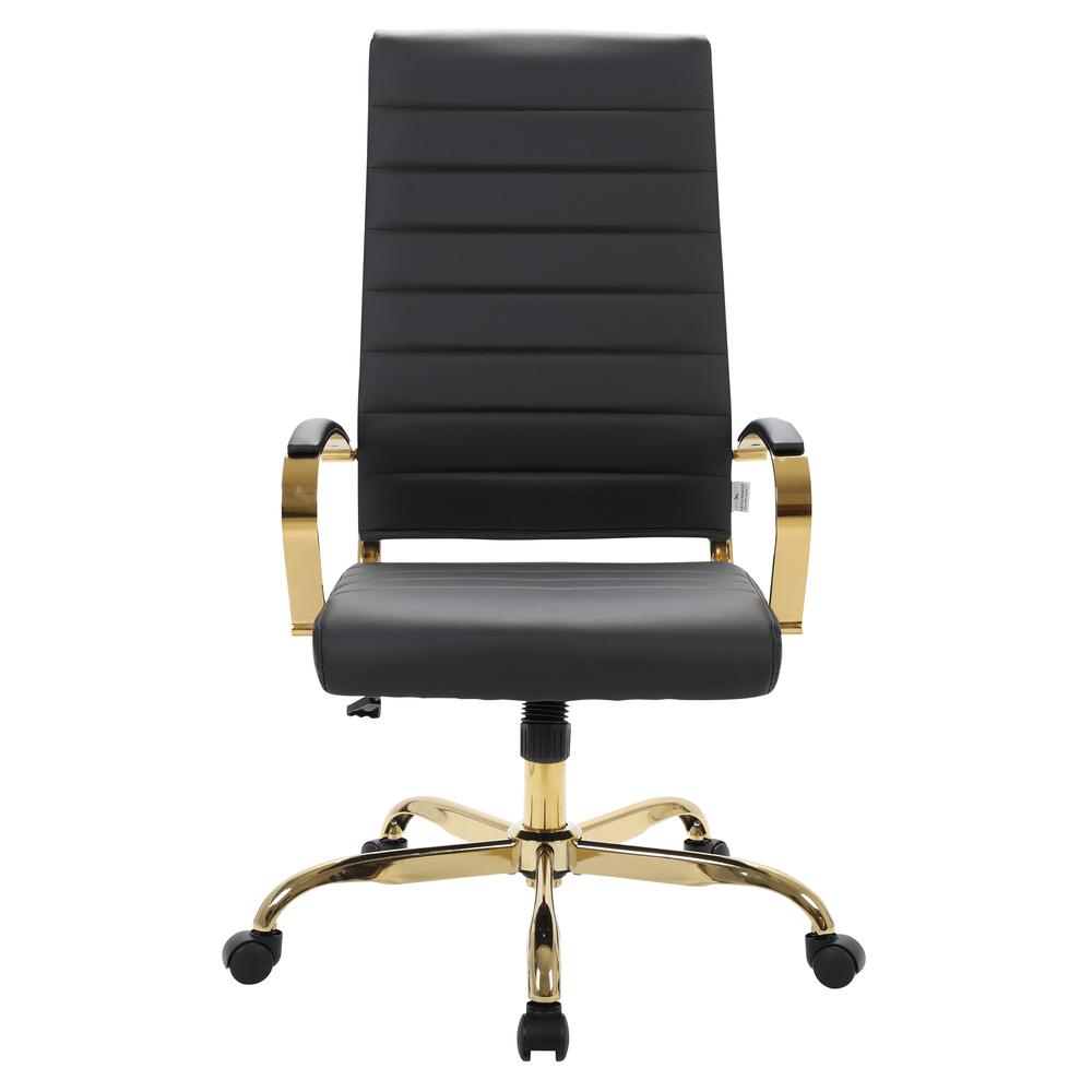 Benmar High-Back Leather Office Chair With Gold Frame. Picture 2