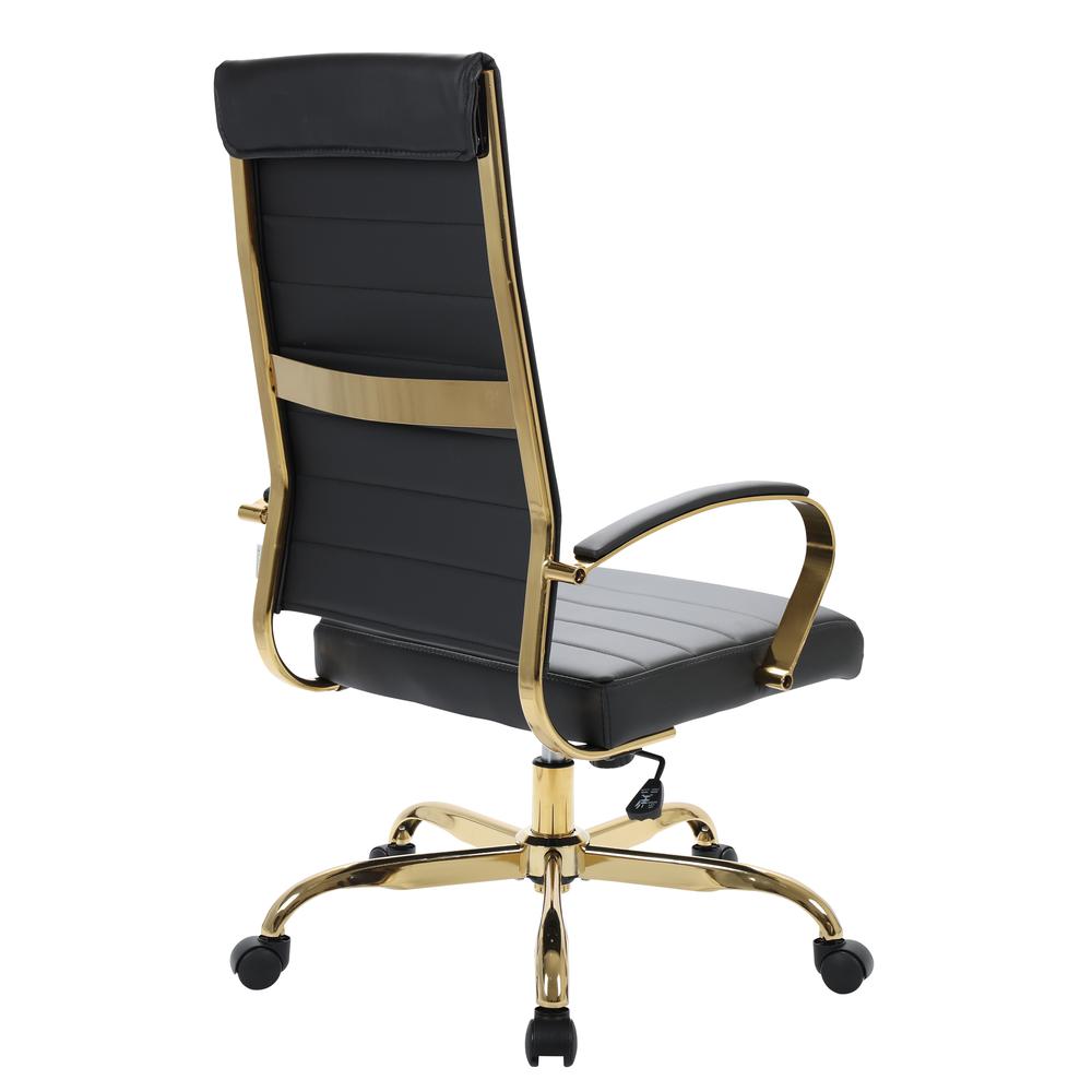 Benmar High-Back Leather Office Chair With Gold Frame. Picture 4