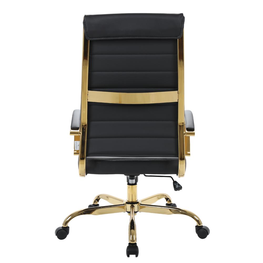 Benmar High-Back Leather Office Chair With Gold Frame. Picture 5
