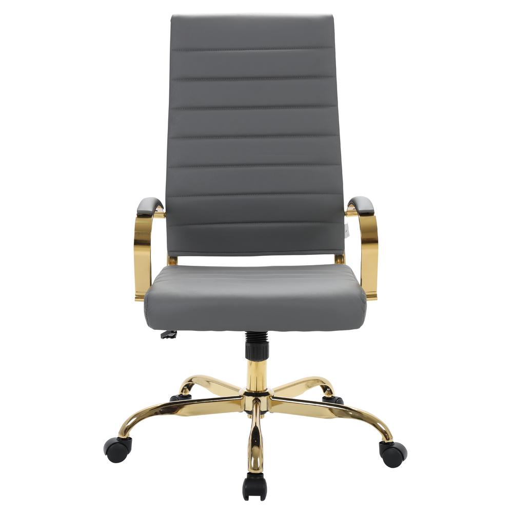 Benmar High-Back Leather Office Chair With Gold Frame. Picture 2