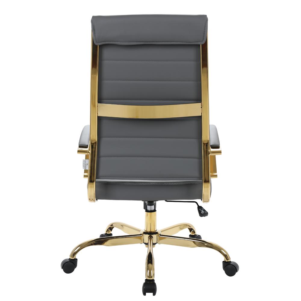 Benmar High-Back Leather Office Chair With Gold Frame. Picture 5