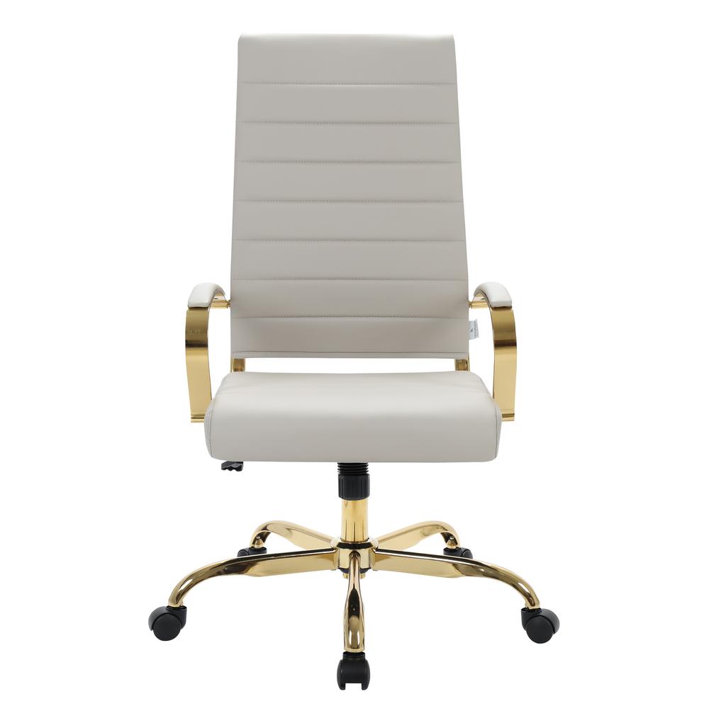 Benmar High-Back Leather Office Chair With Gold Frame. Picture 2
