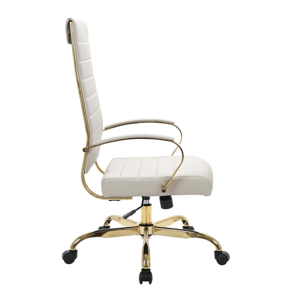 Benmar High-Back Leather Office Chair With Gold Frame. Picture 3
