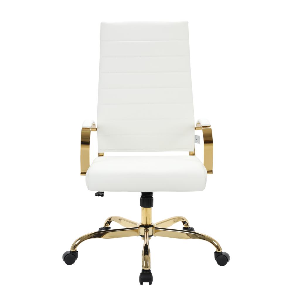 Benmar High-Back Leather Office Chair With Gold Frame. Picture 2