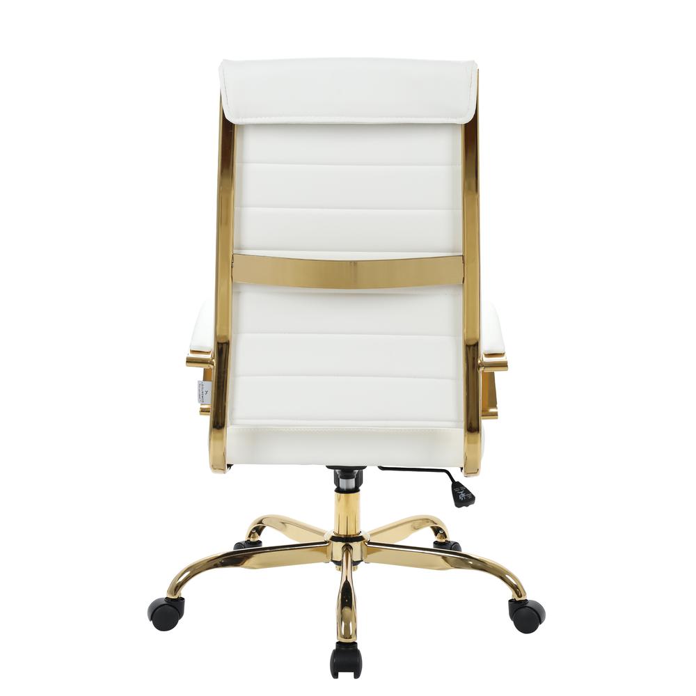 Benmar High-Back Leather Office Chair With Gold Frame. Picture 5