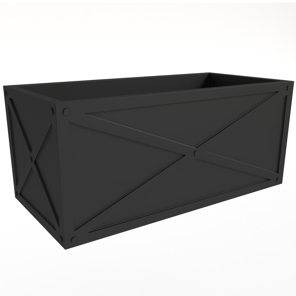 Bonsai Series Rectangle Poly Stone Planter in Black 14.6 x 13 30 Long. Picture 1