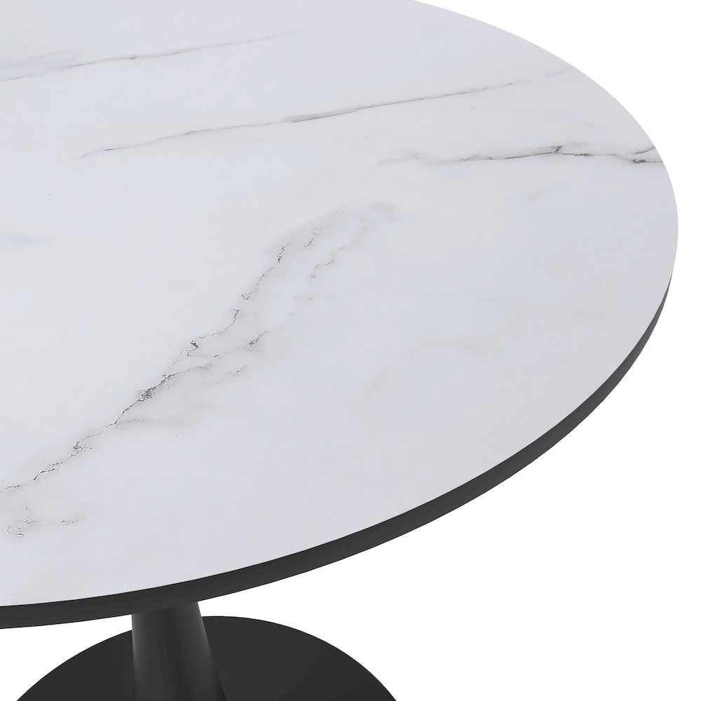 Bristol 24" round dining table Black base with marbled MDF top. Picture 2