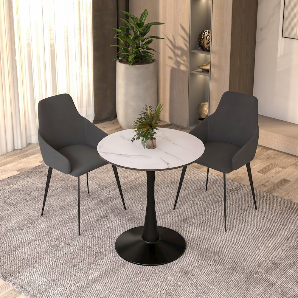 Bristol 24" round dining table Black base with marbled MDF top. Picture 4