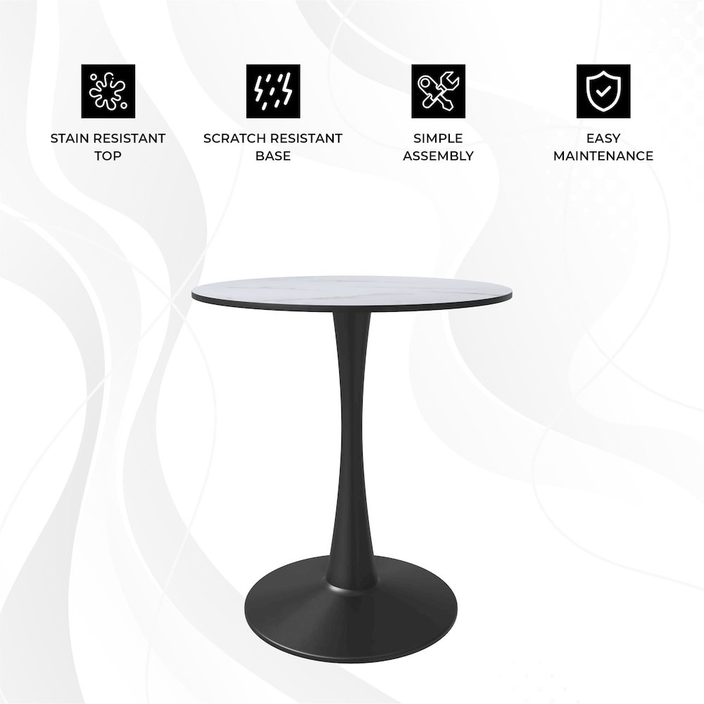 Bristol 24" round dining table Black base with marbled MDF top. Picture 7