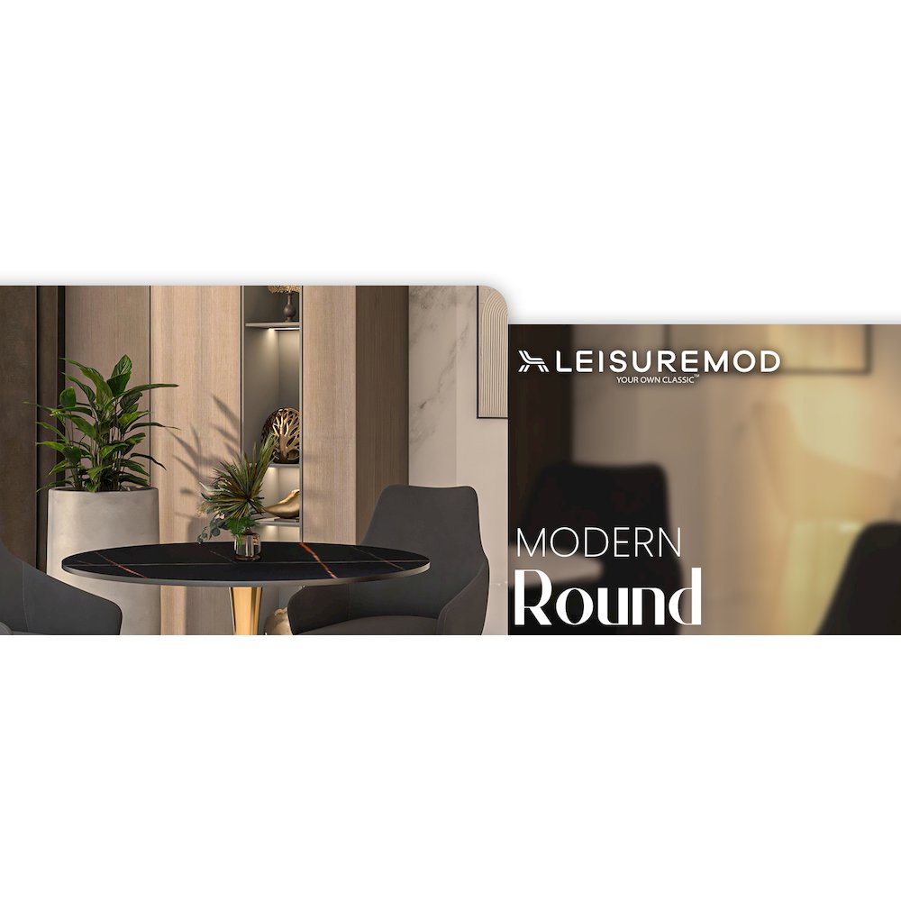 Bristol 31" round dining table Gold base with Black Sintered stone Top. Picture 32