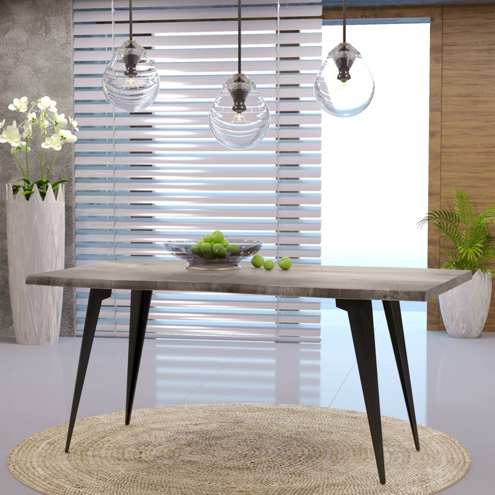 Ravenna Modern Rectangular Wood 63" Dining Table With Metal Legs. Picture 10