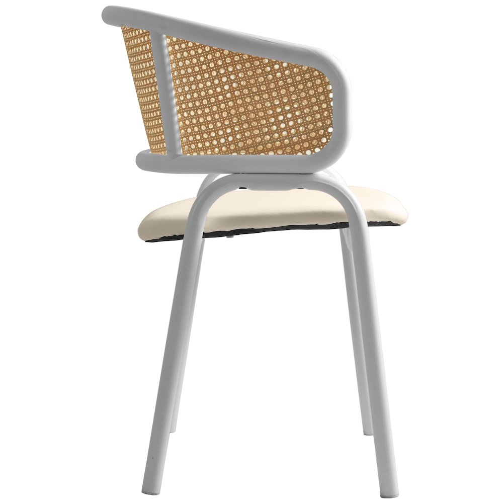 Ervilla - Dining Chair - White frame in White Leather Set of 4. Picture 9