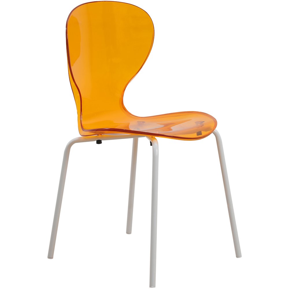 Modern Oyster Transparent Side Chair in White Base. Picture 9